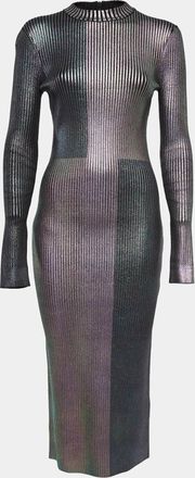 Christopher Kane Multicolor Foil Print Rib Knit Bodycon Dress