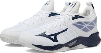 Mizuno Wave Dimension Womens Shoes White/Navy : 10.5 B - Medium, Synthetic/Textile