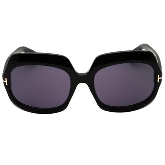 Tom Ford Glanzend Zwarte Oversized Zonnebril In Rookkleur