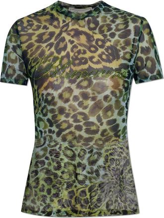 Blumarine Sequin Logo Top - Dames - T-shirts - Groen - XS - Pailletten - Tops