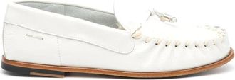 Alexander Hotto Witte leren loafer met rubberen inzet - Dames - Loafers - Wit - 37 1/2 EU - Leer - Schoenen