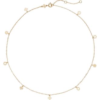 Tory Burch Forget Me Not Charm Station Necklace in Tory Gold at Nordstrom