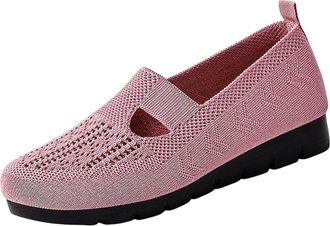 Generic Ladies Slip On Shoes Breathable Mesh Walking Shoe Solid Color Breathable Lightweight Comfortable Classic Casual Shoes Running Gym Pink