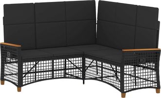 vidaXL Conjunto De Sof&aacute; Reclinable De Jard&iacute;n 5-n&uacute;mero De Plazas Negro Vidaxl