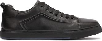Kazar Zwarte sneakers met reli&euml;fpatroon voor heren. Dit product valt groot uit. - Heren - Sneakers - Zwart - 46 EU - Leer - Schoenen