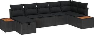 vidaXL Conjunto De Sof&aacute; De Jard&iacute;n 7 Pcs Negro 55 X 62 X 69 Cm Vidaxl