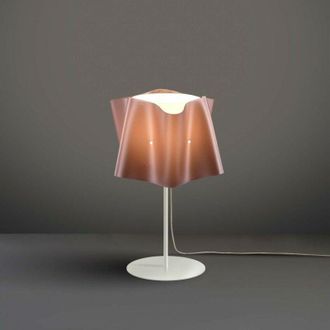 Linea Zero L&aacute;mpara De Sobremesa Con Base Y Tija Met&aacute;lica Folio Pantalla Cobre Di&aacute;metro 25x H37 Cm