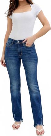 Judy Blue Mid Rise Non Distressed Hem Bootcut Jeans In Denim