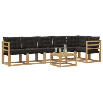 vidaXL Conjunto De Sof&aacute;s De Exterior Con Coj&iacute;n 7 Pcs Blanco Y Negro Vidaxl