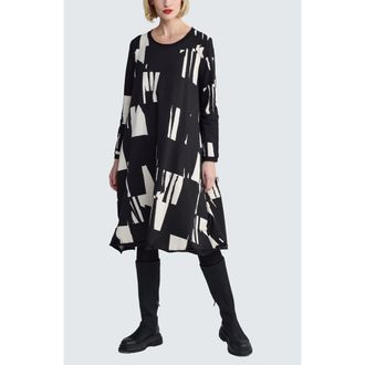 Luukaa D'Celli Rivelle Printed Jersey Dress in Ivory Black at Nordstrom, Size 10