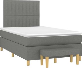 vidaXL Cama Box Spring Con Colch&oacute;n Tela Gris Oscuro 120x190 Cm Vidaxl