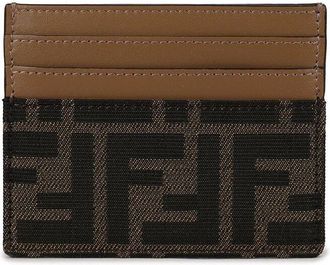 Fendi Fendi Brown Ff Jacquard Fabric Flat Card Wallet (Authentic Pre-Loved)