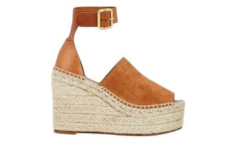 Chlo&eacute; Tan Suede Espadrille Wedges Size 37