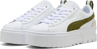 Puma Sneaker PUMA MAYZE LTH WNS, Damen, Gr. 37,5, puma wei&szlig;, olive gr&uuml;n, Leder, unifarben, Schuhe Sneaker, mit Plateau-Sohle, herausnehmbare Innensohle