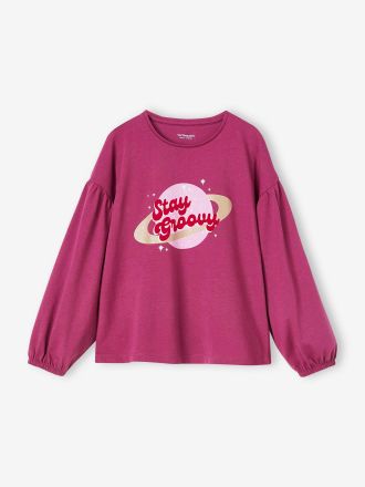 Vertbaudet M&auml;dchen Shirt, Flockprint mit Glanzdetails violett