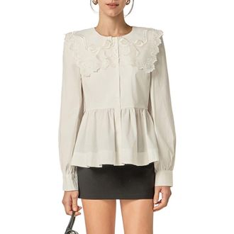 English Factory Collar Poplin Top in White at Nordstrom, Size X-Small