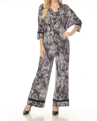 Joseph Ribkoff Snakeskin Wide Leg Pants In Grey Black