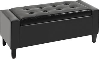 HOMCOM 40x90cm PU Leather Storage Ottoman Bench Wood Frame w/ Tufting Feet Black | TJ Hughes