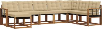 vidaXL Conjunto De Sof&aacute;s De Exterior 8 Uds. Natural Y Beige Vidaxl