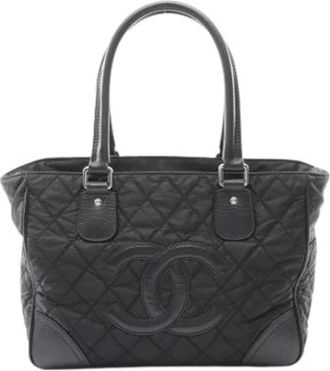 Chanel Pre-owned Tote Bags, female, Black, Size: ONE SIZE Pre-owned Vintage Nylon Tote Bag