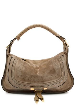 Chlo&eacute; Marcie Small Suede Shoulder bag - Taupe - One Size