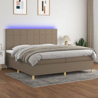 vidaXL Vidaxl - Cama Box Spring Colch&oacute;n Y Luces Led Tela Gris Taupe 200x200 Cm