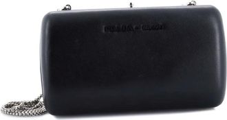 Prada Leren clutch met ketting en logo - Zwart
