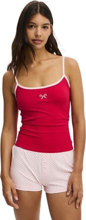 Cotton On Womens Dreamy Soft Longline Cami in Spicy Red Cross Stitch Bow at Nordstrom, Size X-Small