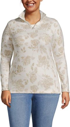 Lands End Anyweather Fleece Quarter Zip Pullover in Champagne Floral at Nordstrom, Size 1X