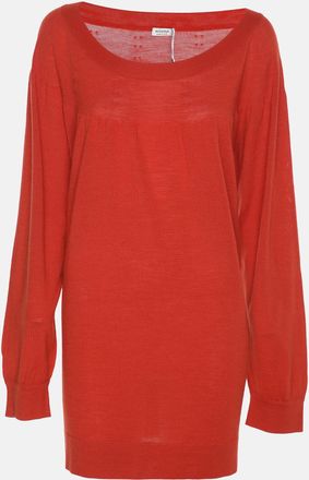 Agnona Agona Orange Stretch Knit Long Sleeve Sweater