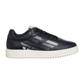 Emporio Armani Blauwe Casual Sneakers - Heren - Sneakers - Blauw - 45 EU - Leer - Schoenen