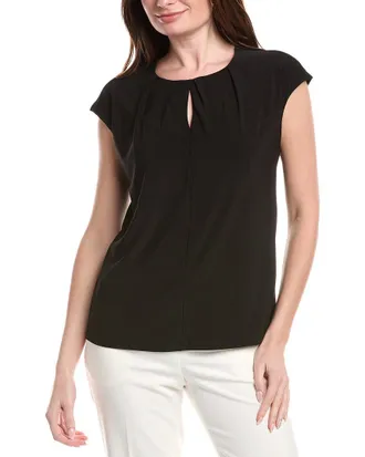 Anne Klein Extended Shoulder Pleat Keyhole Top