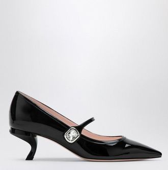 Roger Vivier Womens Black Patent Leather Mary Jane Virgule Decolletes - Size EU 38