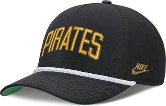 Nike Pittsburgh Pirates Rise Nike Mens MLB Adjustable Hat in Black | NB4508ZEP97-D8K