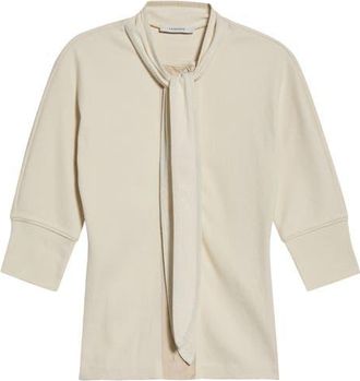 Christophe Lemaire Ascot Rib Stretch Cotton & Linen T-Shirt in Enoki at Nordstrom, Size Medium