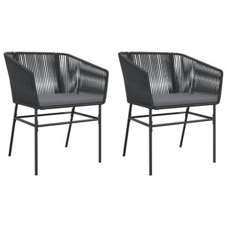 vidaXL Sedie Da Giardino Con Cuscini 2 Pz Nere In Polyrattan - Vidaxl