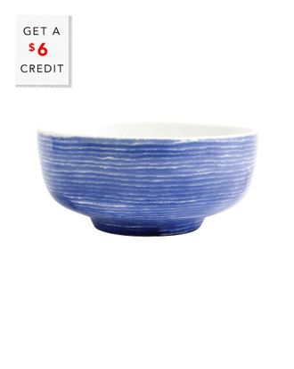 Vietri Viva By Vietri Santorini Stripe Medium Footed Serving Bowl With $8 Credit