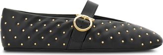 Ferragamo Quilted Pointed Toe Flats with Gold Accents