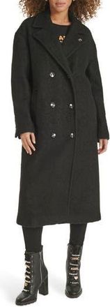 Karl Lagerfeld Textured Double Breasted Coat in Black at Nordstrom Rack, Size Xx-Large