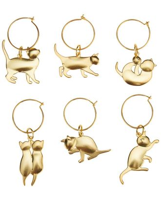 Twine Gold Cat Wine Charms