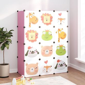 vidaXL Vidaxl - Estanter&iacute;a Infantil De Cubos Con 12 Compartimentos Rosa Pp