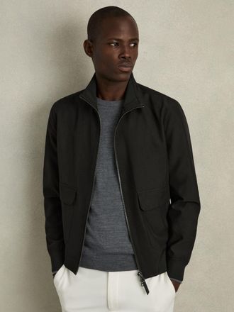Reiss Rufus Jacket Plain, Black Size: XS