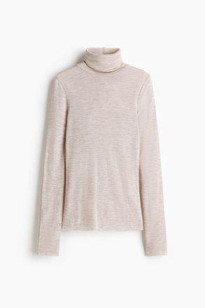 H&M Rollkragenshirt aus Wolle - Hellgreigemeliert