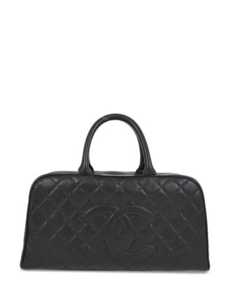 Chanel 2003 CC diamond-quilted Boston handbag - Black