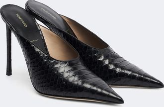 Tom Ford Snake-effect leather mules