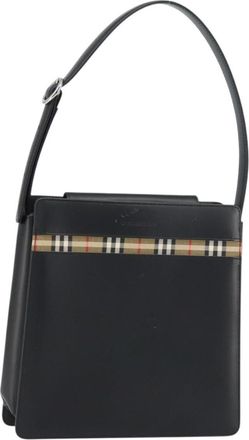 Burberry Vintage Handbag Leather Black Leather Handbag (Pre-Owned)