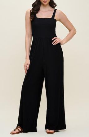 West K Smocked Knit Sleeveless Jumpsuit in Black at Nordstrom Rack, Size X-Small