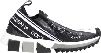 Dolce & Gabbana Zwarte Witte Sorrento Lage Sneakers Schoenen
