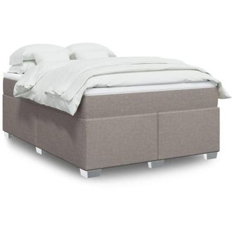 vidaXL Cama Box Spring Con Colch&oacute;n Tela Gris Taupe 140x190 Cm Vidaxl
