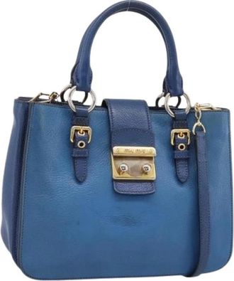 Miu Miu Pre-owned Hand Bag - Dames - Vintage Handtas - Blauw - ONE Size - Leer - Vintage